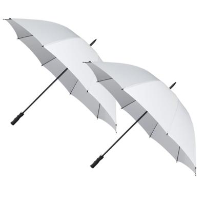 Bruiloft paraplu bruid/bruidegom - 2x - wit - kunststof handvat - dia 130 cm