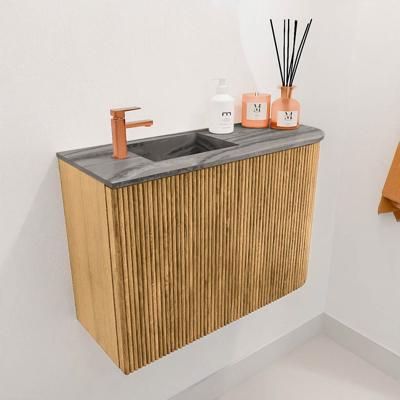 Toiletmeubel Mondiaz Joya Dlux | 61.6 cm | Meubelkleur Oak | Faye wastafel Sombra Wasbak Links | 1 kraangat