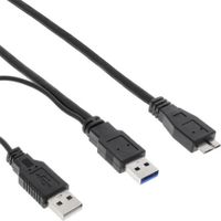 InLine 35420Y USB-kabel 2 m USB 3.2 Gen 1 (3.1 Gen 1) Micro-USB B 2 x USB A Zwart