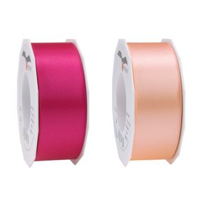 Glorex hobby - Satijn cadeau inpak deco sierlint - 2 tinten roze - 25 meter x 4 cm