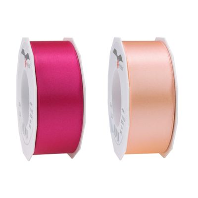 Glorex hobby - Satijn cadeau inpak deco sierlint - 2 tinten roze - 25 meter x 4 cm
