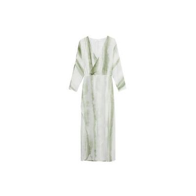 Mango tie-dye overslagjurk groen/wit