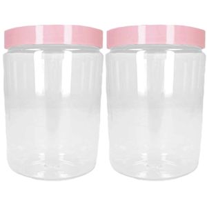 Voorraadpot/bewaarpot - 2x - 600 ml - kunststof - oud roze - B10 x H12 cm