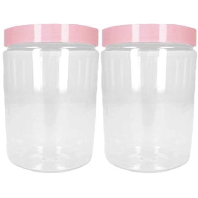 Voorraadpot/bewaarpot - 2x - 600 ml - kunststof - oud roze - B10 x H12 cm