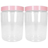 Voorraadpot/bewaarpot - 2x - 600 ml - kunststof - oud roze - B10 x H12 cm