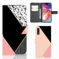 Samsung Galaxy A70 | Book Case | Zwart Roze Vormen