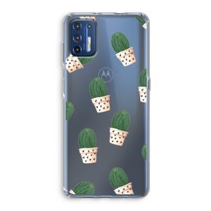 Cactusprint roze: Motorola Moto G9 Plus Transparant Hoesje