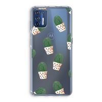 Cactusprint roze: Motorola Moto G9 Plus Transparant Hoesje