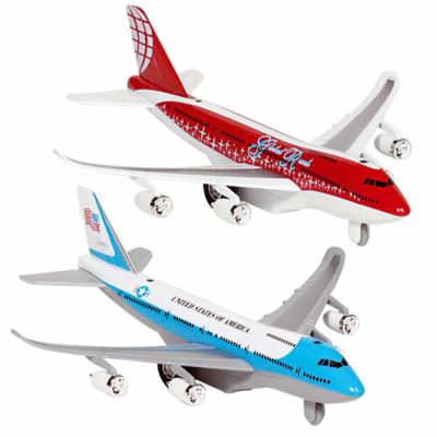Goki Speelgoed Vliegtuigjes - 2x stuks - 19 cm - lichtblauw en rood - licht en geluid