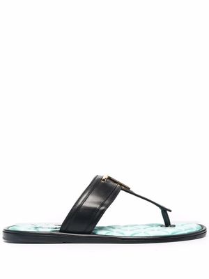 TOM FORD sandales matelassées à plaque logo - Noir