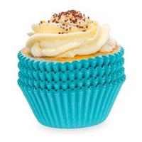 Muffin en cupcakes vormpjes - papier - blauw - set 100x stuks - Dia 10 cm