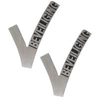 Beveiligings embleem V - 2x - metaal - 6,5 cm - Security broche - zilver - beveiligers - thumbnail