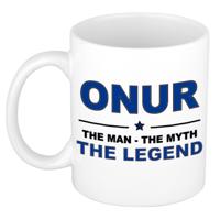 Onur cadeau mok - man myth legend - naam koffiemok / beker - wit en blauw - 300 ml