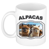 Dieren alpaca beker - alpacas/ alpacas mok wit 300 ml     -