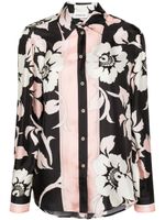 P.A.R.O.S.H. chemise en soie à fleurs - Noir