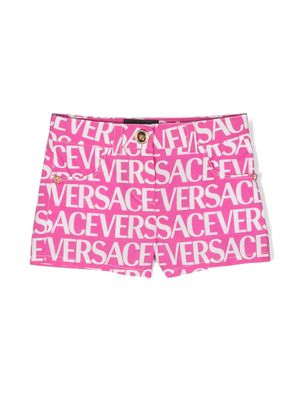 Versace Kids short à logo all-over - Rose