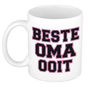 Beste oma ooit cadeau mok / beker wit en roze - verjaardag / bedankt cadeau - feest mokken