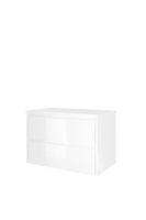 Proline polystone Elegant badmeubelset met wastafelonderkast met 2 lades en polystone wastafel zonder kraangat 80 x 54,5 x 46 cm, glanzend wit /
