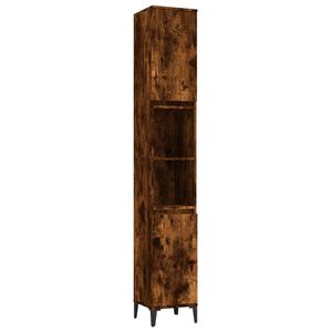 The Living Store Badkaast - Gerookt eiken - 30 x 30 x 190 cm - Duurzaam materiaal