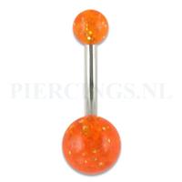 Navelpiercing acryl glitter oranje