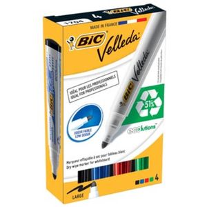 BIC Velleda Whiteboard Marker 1701 markeerstift 4 stuk(s) Kogelpunt Zwart, Blauw, Groen, Rood