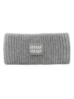 Miu Miu serre-tête en cachemire mélangé à patch logo - Gris