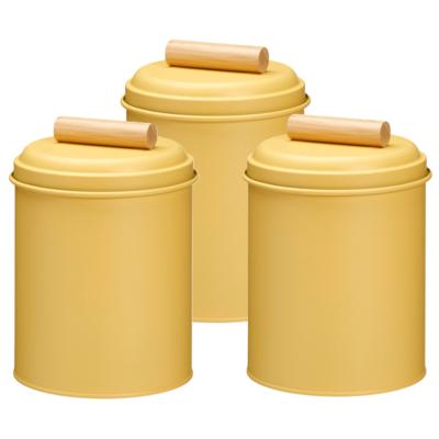 Voorraadpot / koekjes bewaarblik Bart - 3x - 14 x 20 cm - metaal - geel - keuken voorraadpotten