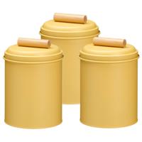 Voorraadpot / koekjes bewaarblik Bart - 3x - 14 x 20 cm - metaal - geel - keuken voorraadpotten