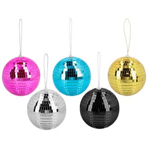 Disco spiegelballen set 5x stuks - mix kleuren - Dia 15 cm - Seventies/eighties thema versiering