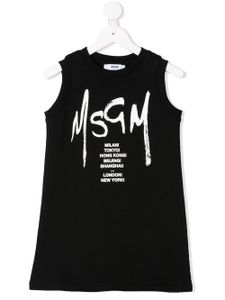 MSGM Kids sleeveless logo print dress - Noir