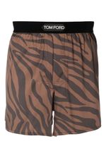 TOM FORD boxer en soie à imprimé zèbre - Marron