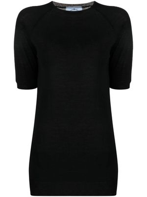 Prada Pre-Owned haut en laine à manches courtes - Noir