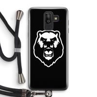 Angry Bear (black): Samsung Galaxy J8 (2018) Transparant Hoesje met koord
