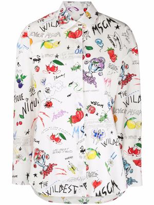 MSGM t-shirt en coton à imprimé graphique - Blanc