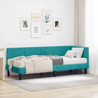 Hoekbedframe met matras Turquoise 80 x 200 cm Fluweel
