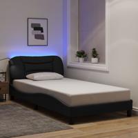 Bedframe met LED zonder matras 100x200 cm stof zwart
