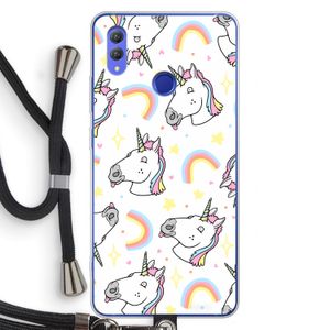 Rainbow Unicorn: Honor Note 10 Transparant Hoesje met koord
