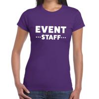 Event staff tekst t-shirt - paars - voor dames - evenementen personeel - crew kleding