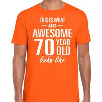 Awesome 70 year / 70 jaar cadeau t-shirt oranje heren - thumbnail