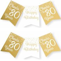 Paperdreams Verjaardag Vlaggenlijn 80 jaar - 2x - Gerecycled karton - wit/goud - 600 cm - Vlaggenlijnen - thumbnail