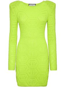 Philipp Plein robe en maille intarsia - Vert