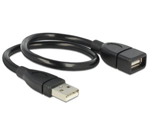 Delock USB-kabel USB 2.0 USB-A stekker, USB-A bus 0.35 m Zwart Flexibele zwanenhalskabel 83498