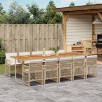 11-delige Tuinset met kussens poly rattan beige