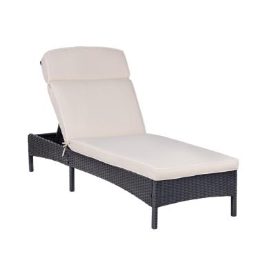 ligstoel - beige - rotan - verstelbare rugleuning