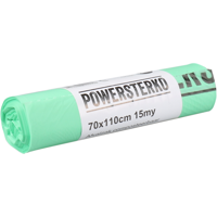 PowerSterko Afvalzak | Bioplastic o.b.v. Zetmeelblend | 120l | 70x110cm | 15my | groen | 24 rol