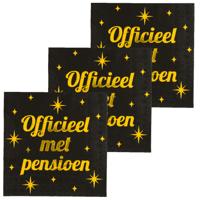 Verjaardag feest servetten - Officieel met Pensioen - 48x stuks - zwart/goud - 33 x 33 cm Verjaardag feest servetten - Officieel met Pensioen - 48x stuks - zwart/goud - 33 x 33 cm