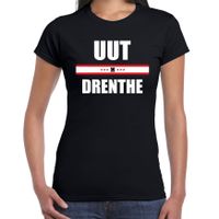 Uut Drenthe met vlag Drenthe t-shirts Drents dialect zwart voor dames