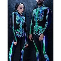 Schedel/skelet Bodysuits Kostuums voor koppels voor Halloween-groepen Catsuit voor het hele lichaam Voor heren Dames Film cosplay Eng kostuum Zwart Paars Groen Turnpakje / Onesie Halloween Carnaval Lightinthebox - thumbnail