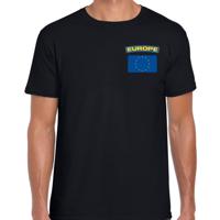 Europa thema t-shirt - met vlag op borst - zwart - voor heren - landen shirt - supporters