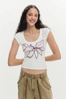 Strak T-shirt bloem - WHITE - L